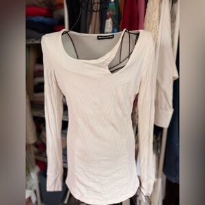 Elegant Cream Long Sleeve Women's Top